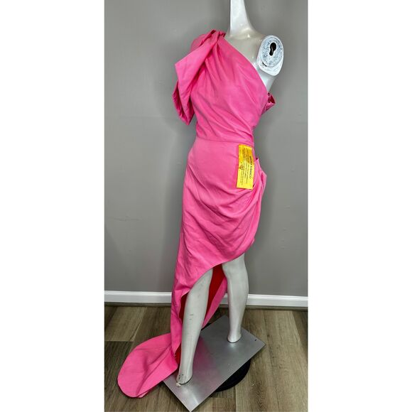 NWT Bronx And Banco Stella One Shoulder Bridal Gown Baby Pink Size 10 $695 - Picture 5 of 10